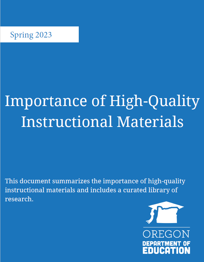 Oregon Department of Education Instructional Materials Toolkit High